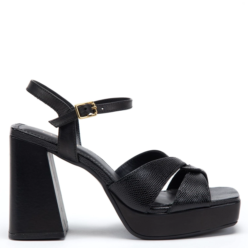 SANDALIA DE CUERO MUJER GACEL NEGRO ATHENA - 1
