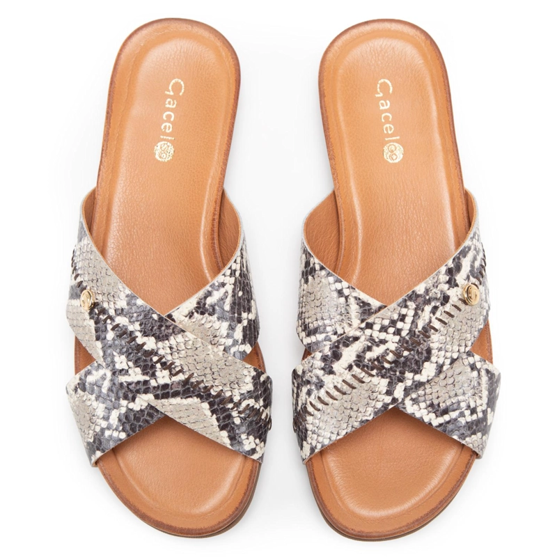 SANDALIA DE CUERO MUJER GACEL ANIMAL PRINT FI - 4