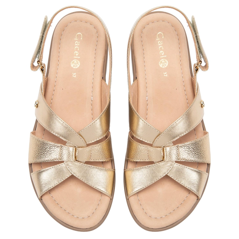 SANDALIA DE CUERO MUJER GACEL DORADO ARELY - 4