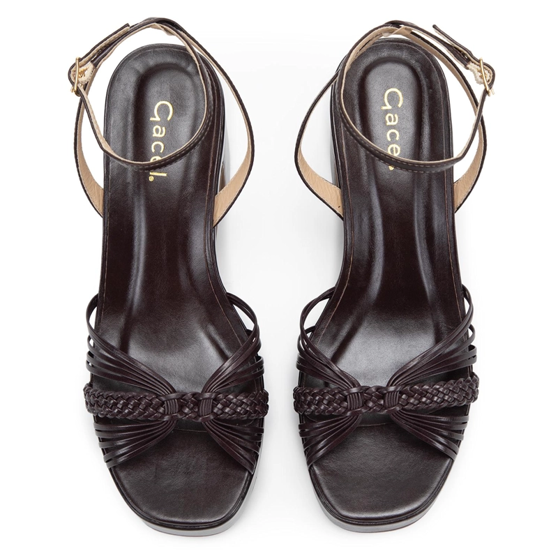 SANDALIA DE CUERO MUJER GACEL CHOCOLATE FLOPI - 4