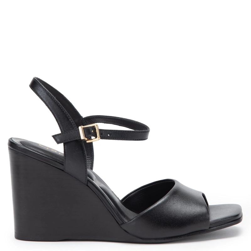 SANDALIA DE CUERO MUJER GACEL NEGRO LIZA - 1