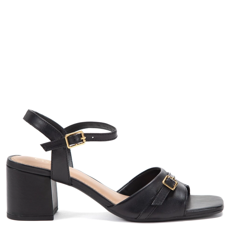 SANDALIA DE CUERO MUJER GACEL NEGRO GINGER - 1