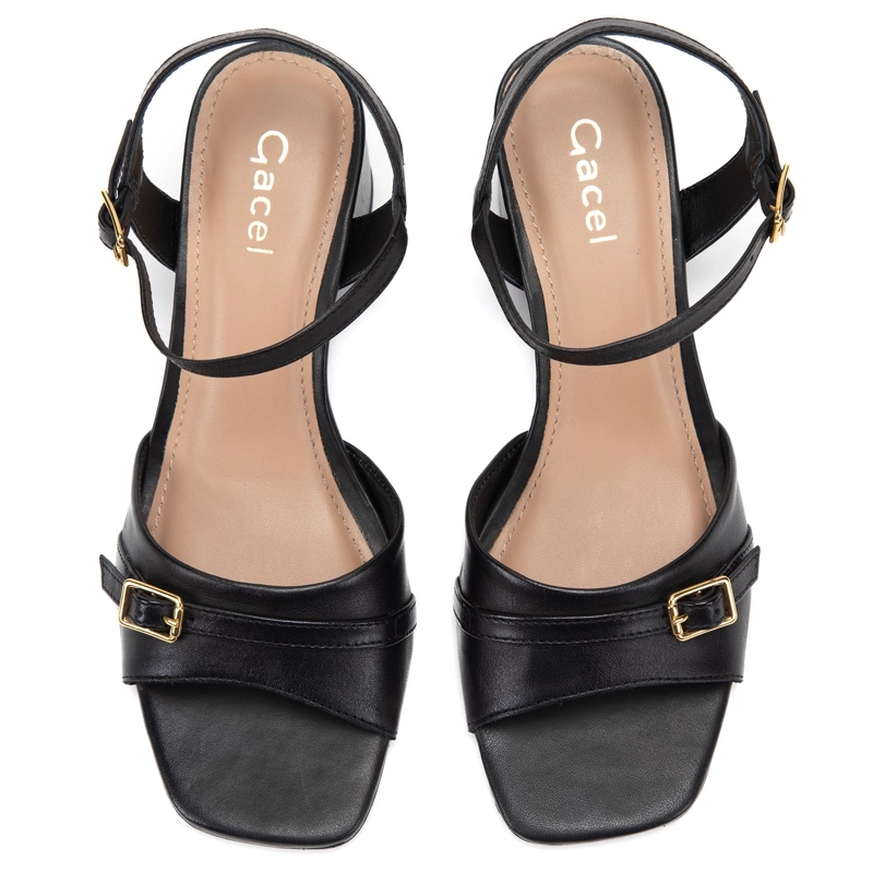 SANDALIA DE CUERO MUJER GACEL NEGRO GINGER - 4