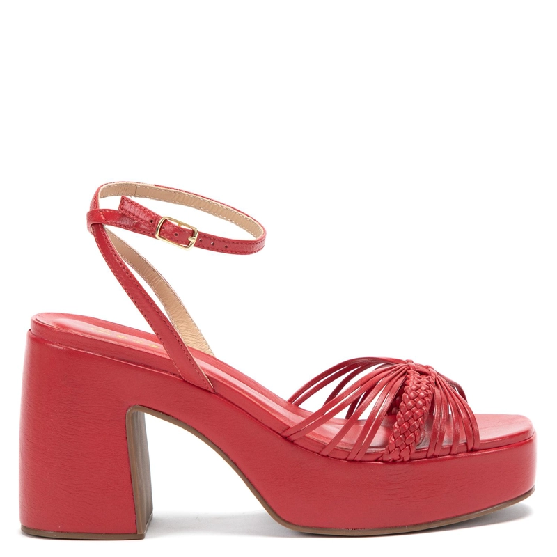 SANDALIA DE CUERO MUJER GACEL ROJO FLOPI - 1