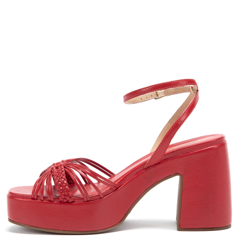 SANDALIA DE CUERO MUJER GACEL ROJO FLOPI - 3