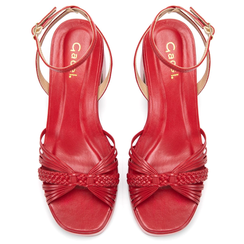 SANDALIA DE CUERO MUJER GACEL ROJO FLOPI - 4