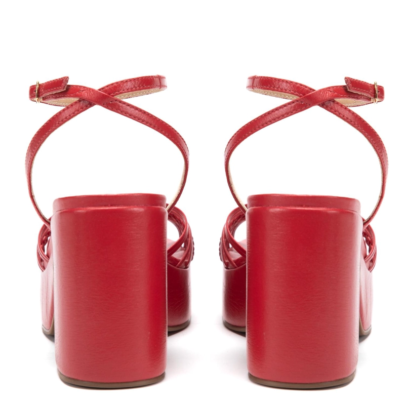 SANDALIA DE CUERO MUJER GACEL ROJO FLOPI - 5