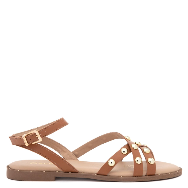 SANDALIA DE CUERO MUJER GACEL CAMEL NIA - 1