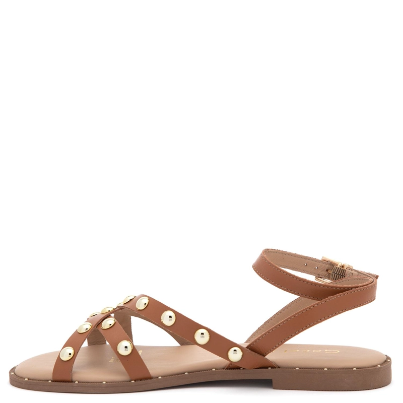 SANDALIA DE CUERO MUJER GACEL CAMEL NIA - 3