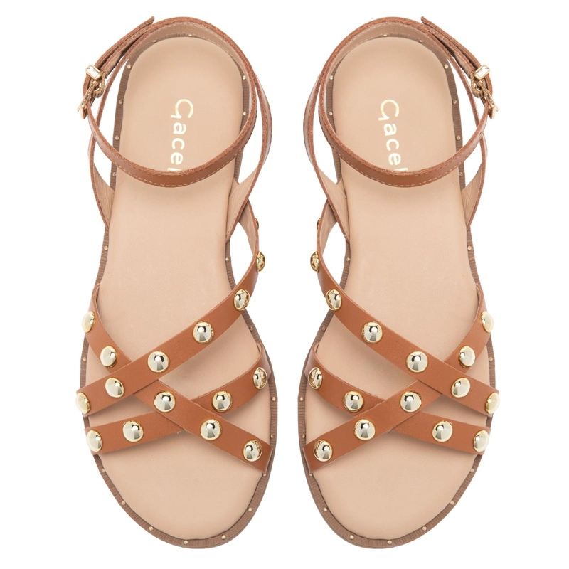 SANDALIA DE CUERO MUJER GACEL CAMEL NIA - 4