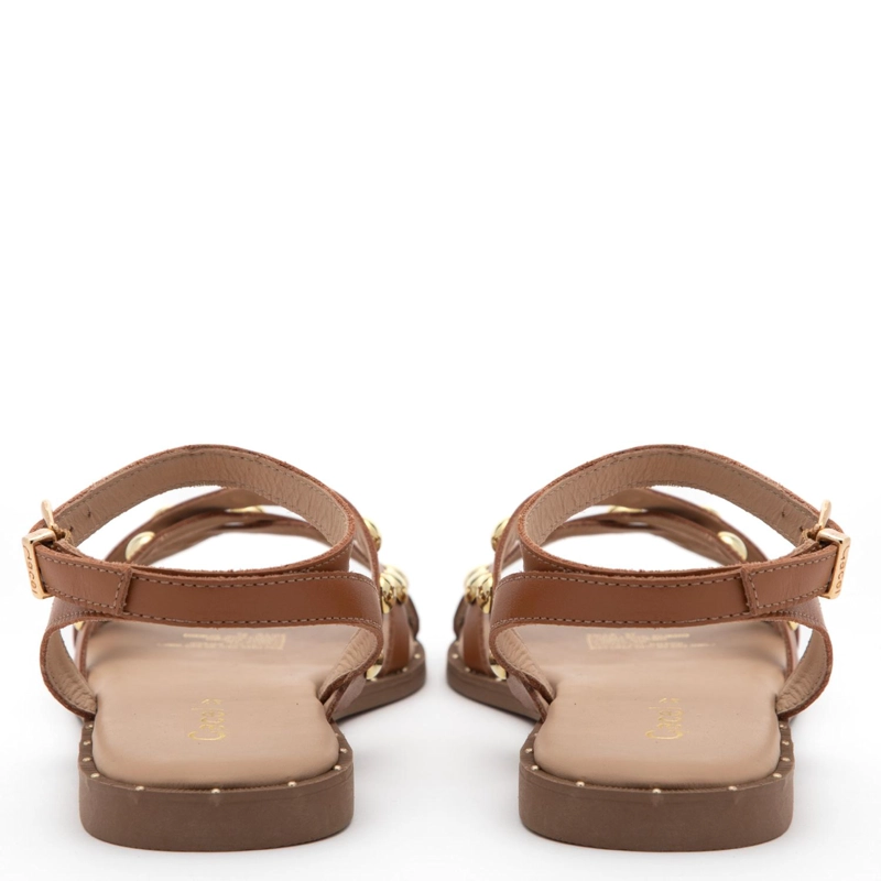 SANDALIA DE CUERO MUJER GACEL CAMEL NIA - 5