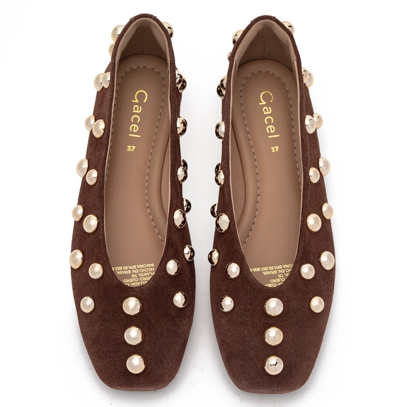BALLERINA DE CUERO MUJER GACEL CHOCOLATE ABI - 4
