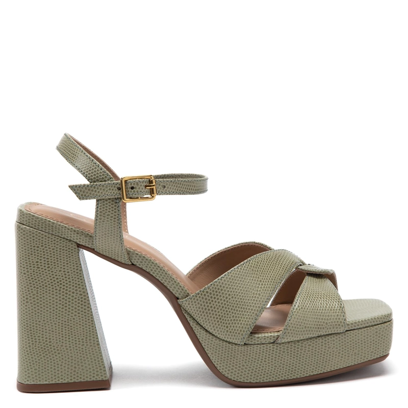 SANDALIA DE CUERO MUJER GACEL OLIVO ATHENA - 1