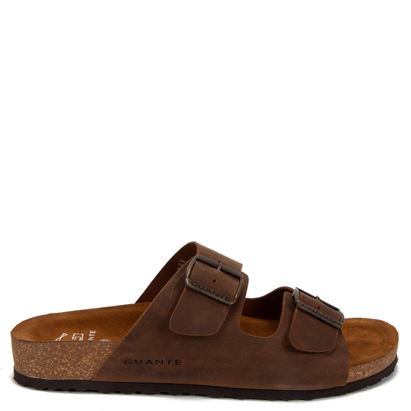 SANDALIA SEMI ABIERTA DE CUERO HOMBRE GUANTE CHOCOLATE CRETA - 1