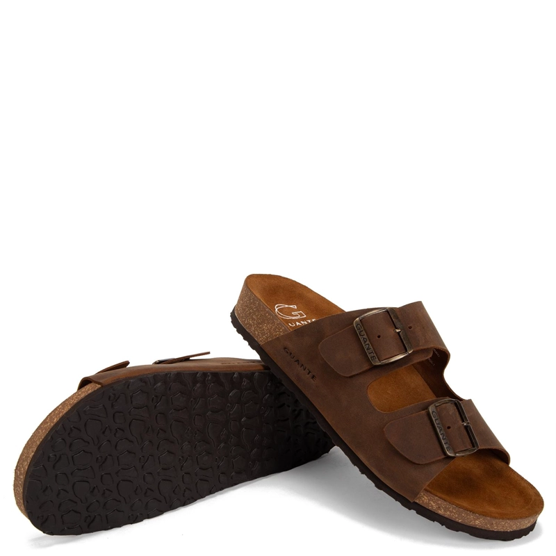 SANDALIA SEMI ABIERTA DE CUERO HOMBRE GUANTE CHOCOLATE CRETA - 4