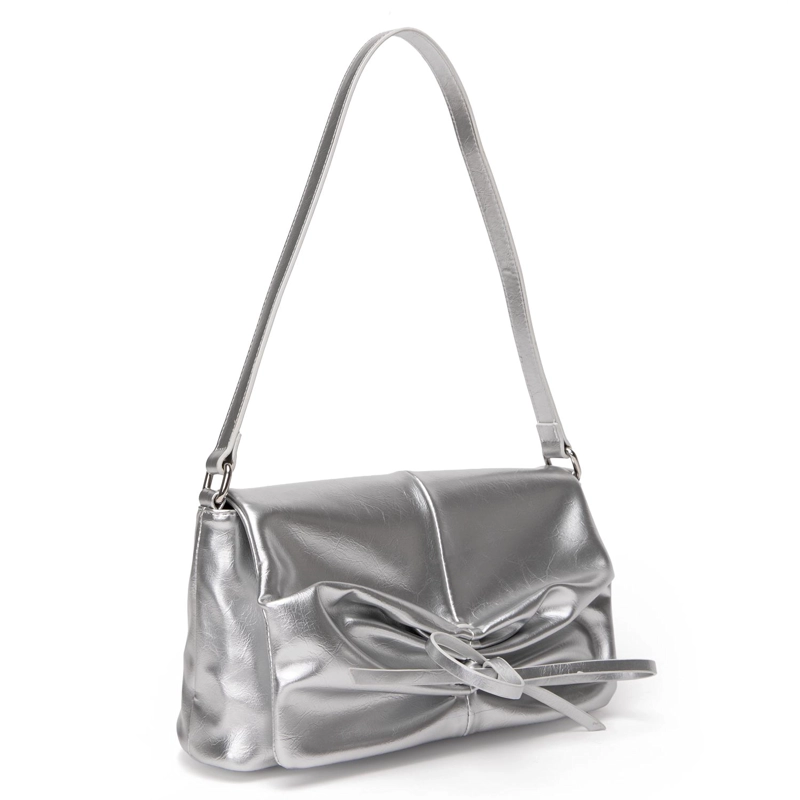 CARTERA MUJER GACEL PLATA RETRO CON TAPA - 2