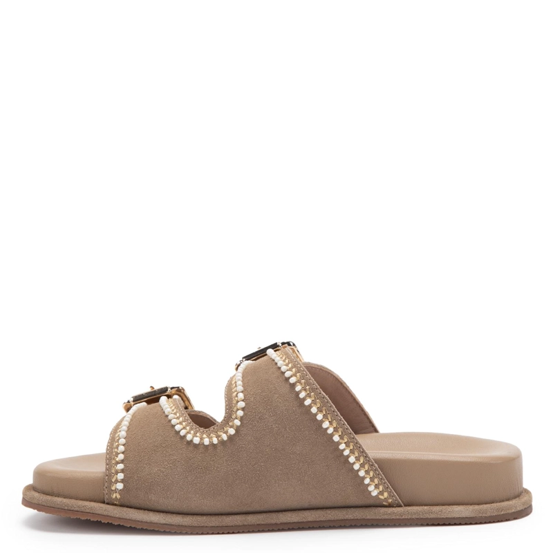 SANDALIA DE CUERO MUJER GACEL BEIGE BIRKY - 3