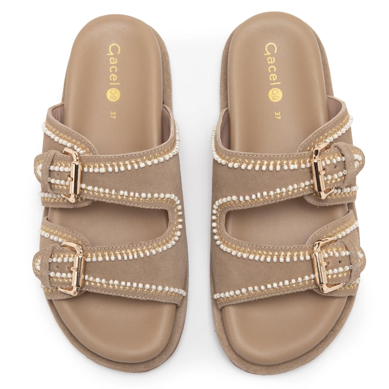SANDALIA DE CUERO MUJER GACEL BEIGE BIRKY - 4