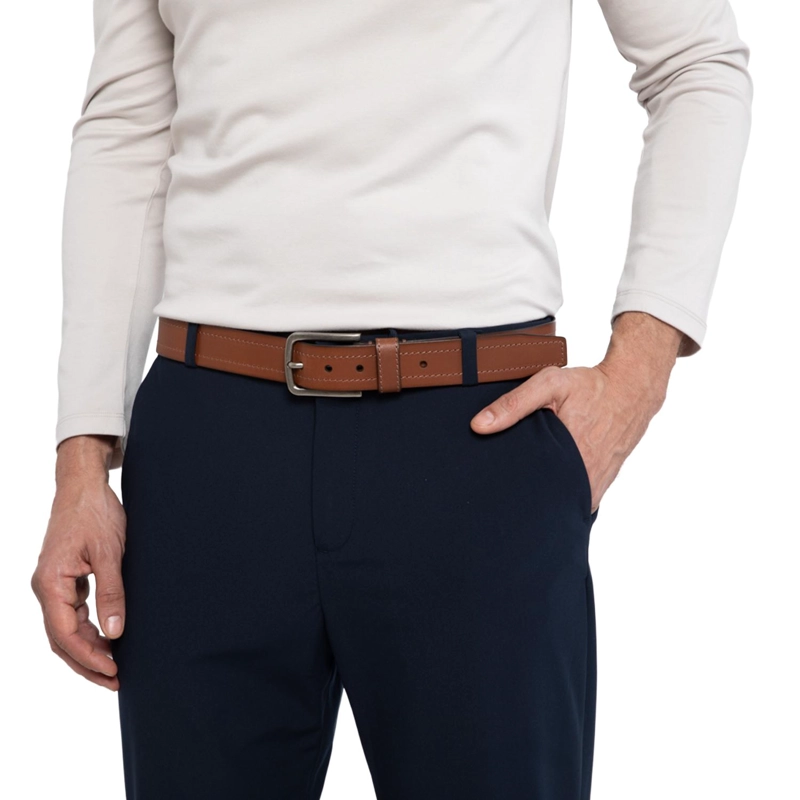 CINTURON DE CUERO HOMBRE GUANTE CAMEL CASUAL - 2