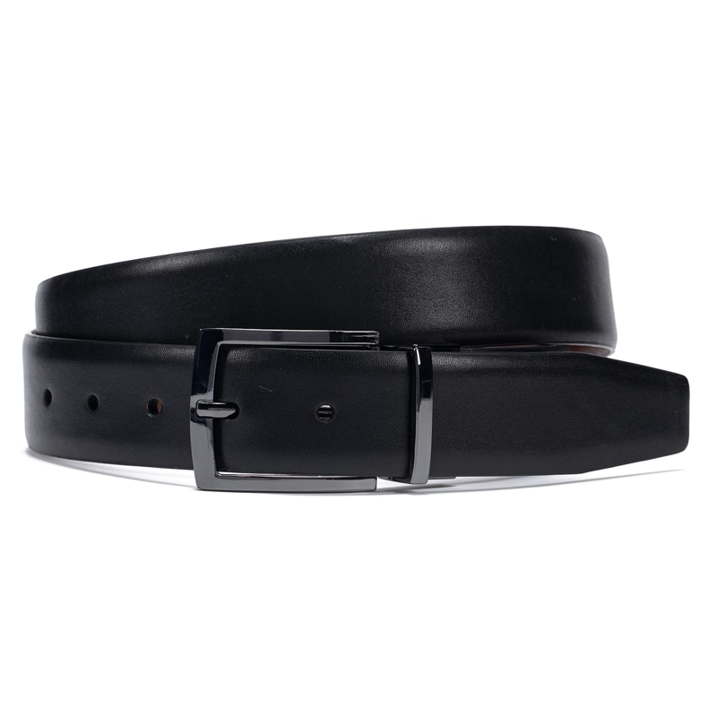 CINTURON DE CUERO HOMBRE GUANTE NEGRO REVERSIBLE FORMAL - 1