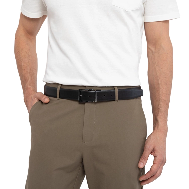 CINTURON DE CUERO HOMBRE GUANTE NEGRO REVERSIBLE FORMAL - 2