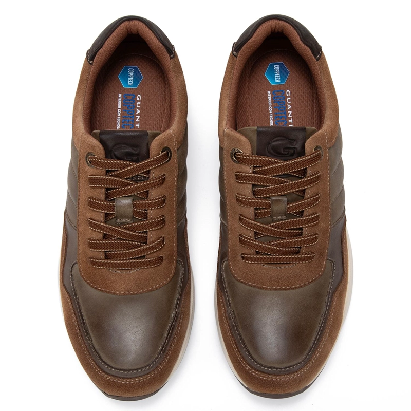 ZAPATILLA DE CUERO HOMBRE GUANTE TOST/OLIVO PEKIN - 3