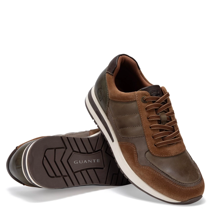 ZAPATILLA DE CUERO HOMBRE GUANTE TOST/OLIVO PEKIN - 5