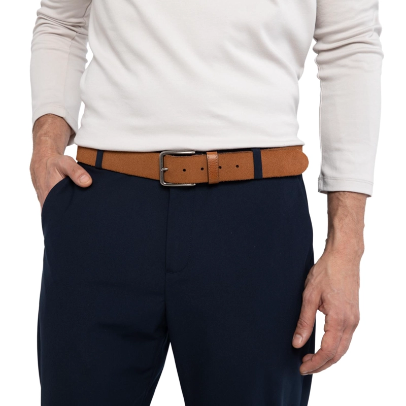 CINTURON DE CUERO HOMBRE GUANTE CAMEL CASUAL - 2