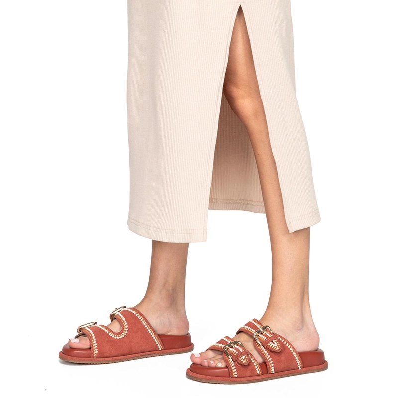 SANDALIA DE CUERO MUJER GACEL TERRACOTA BIRKY - 2