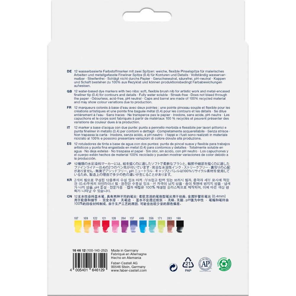MARCADOR FABER-CASTELL DUAL GOLDFABER AQUA X12 COLORES - 2