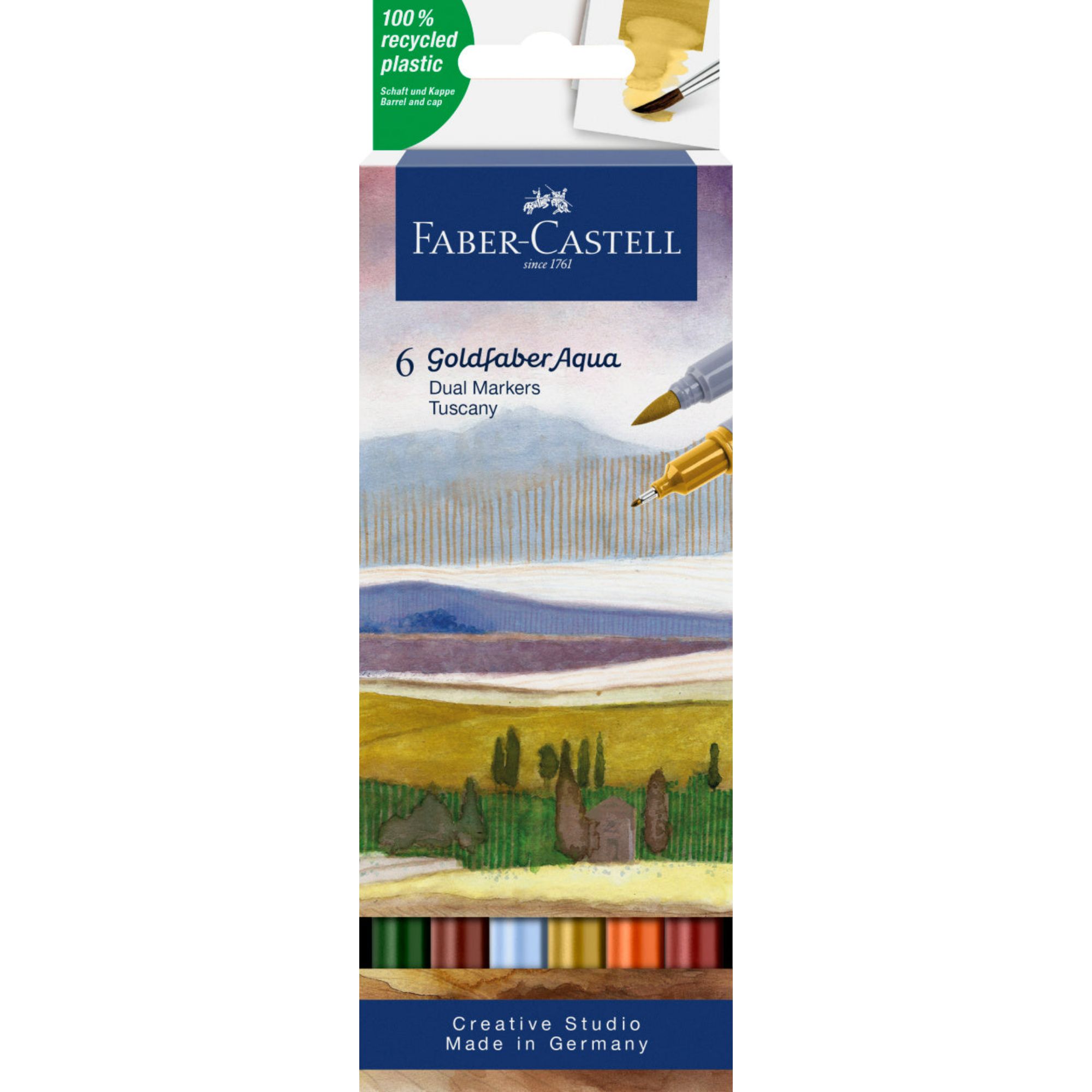 MARCADOR FABER-CASTELL DUAL GOLDFABER AQUA X6 COLORES TOSCAN - 1