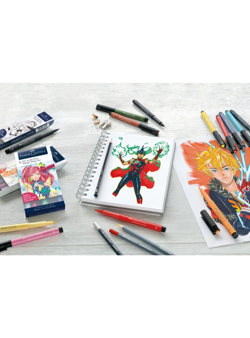 MARCADOR FABER-CASTELL PITT ARTISTPEN MANGA SHOJO X6 COLORES - 2