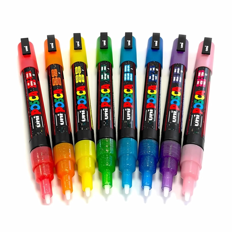 SET MARCADORES POSCA 3M 8 COLORES GLITTER - 2