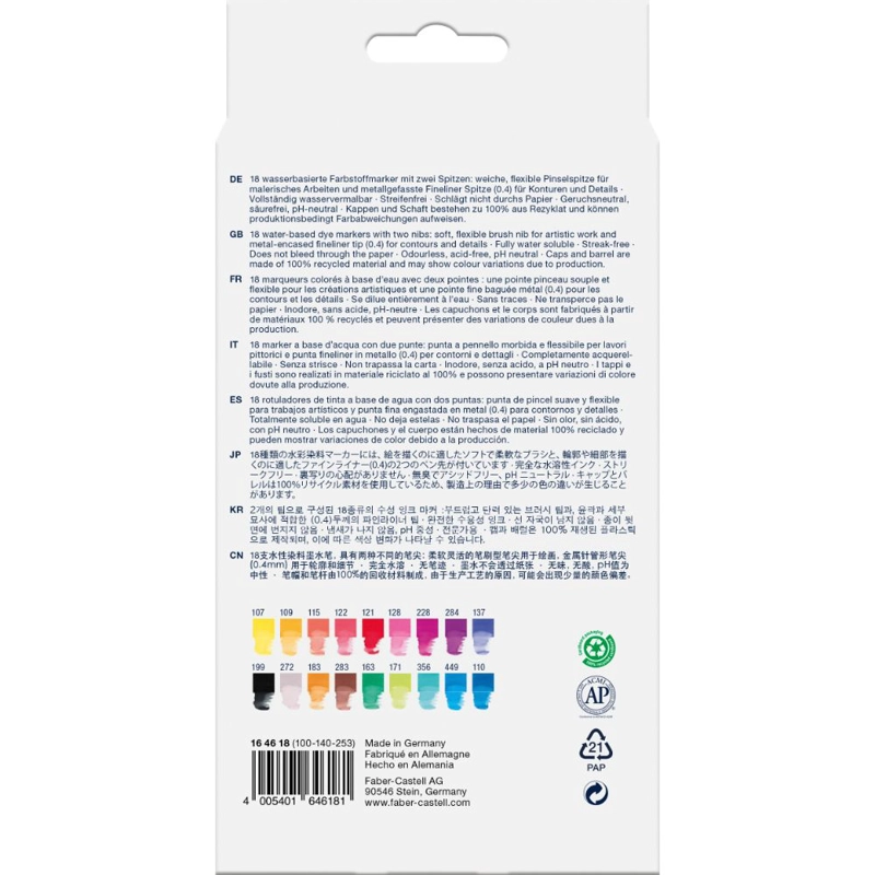 MARCADOR FABER-CASTELL DUAL GOLDFABER AQUA X18 COLORES - 2