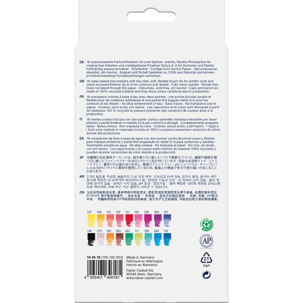 MARCADOR FABER-CASTELL DUAL GOLDFABER AQUA X18 COLORES - 2