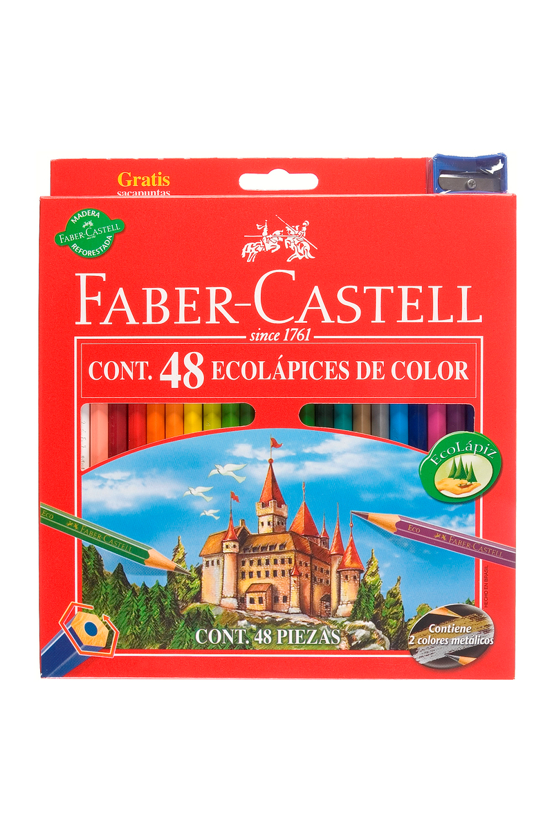 ECO LÁPICES FABER-CASTELL X48 COLORES + SACAPUNTAS - 1