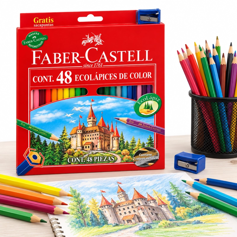 ECO LÁPICES FABER-CASTELL X48 COLORES + SACAPUNTAS - 2