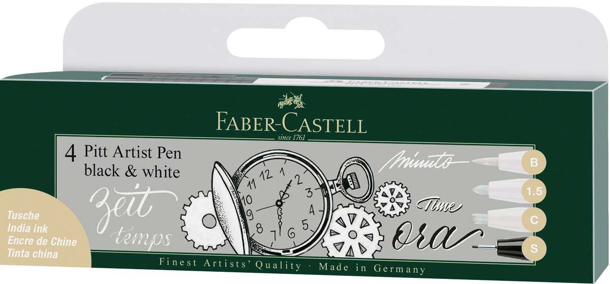 MARCADOR FABER-CASTELL PITT ARTIST NEGRO & BLANCO X4 UDS - 1