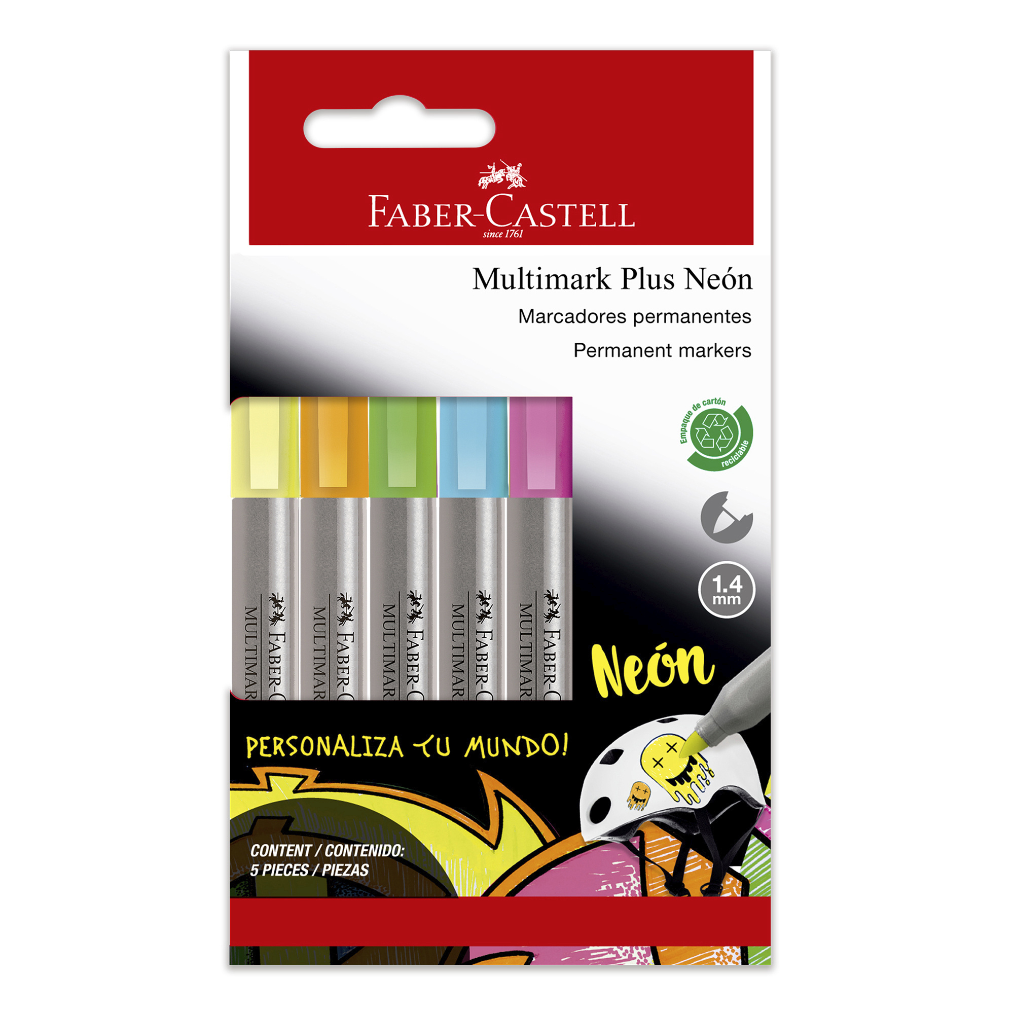 MARCADOR MULTIMARK PLUS FABER-CASTELL X5 COLORES NEON - 1
