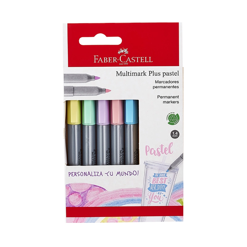 MARCADOR MULTIMARK PLUS FABER-CASTELL X5 COLORES PASTEL - 1