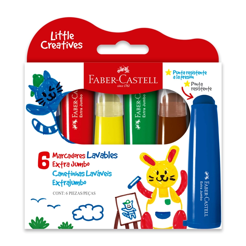 MARCADOR EXTRA JUMBO FABER-CASTELL LITTLE CREATIVES X6 COLOR - 1