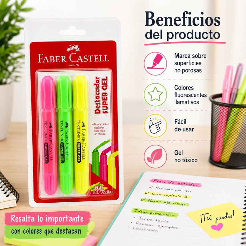 DESTACADORES SUPER GEL FABER-CASTELL X3 COLORES - 3