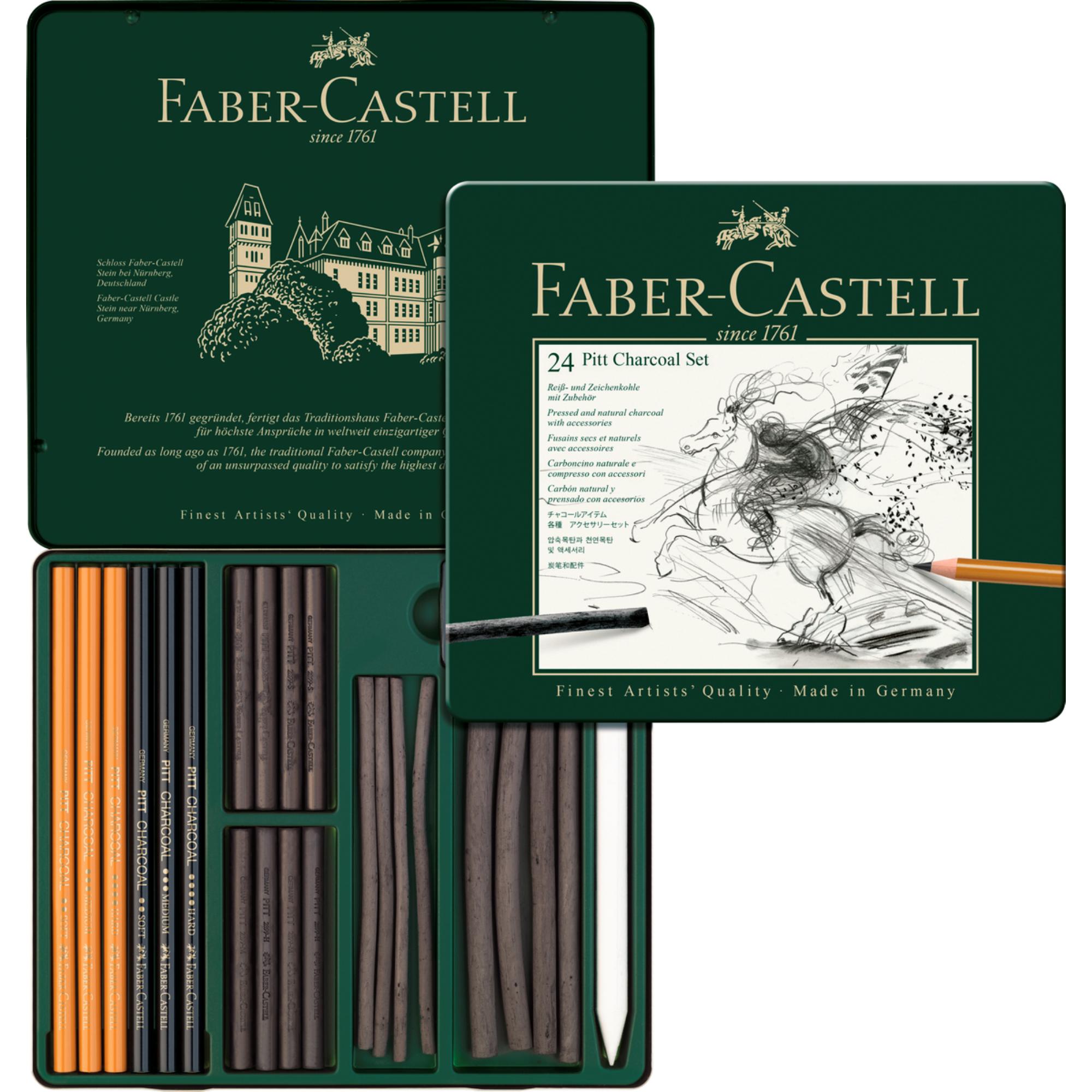 JUEGO PITT MONOCHROME FABER-CASTELL CARBÓN X24 UND - 1