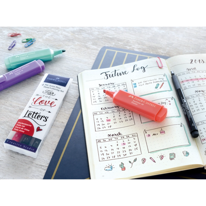 MARCADOR FABER-CASTELL LETTERING TONOS ROJOS X4 UDS - 4