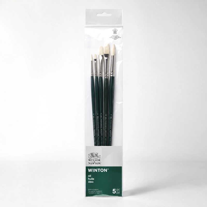 SET WINSOR & NEWTON 5 PINCELES COTMAN MANGO LARGO V1 - 2