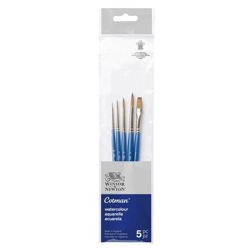 SET WINSOR & NEWTON 5 PINCELES COTMAN MANGO CORTO V1 - 1