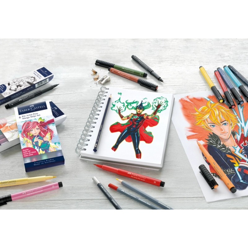 MARCADOR FABER-CASTELL PITT ARTIST PEN MANGA NEGRO X6 UDS - 2