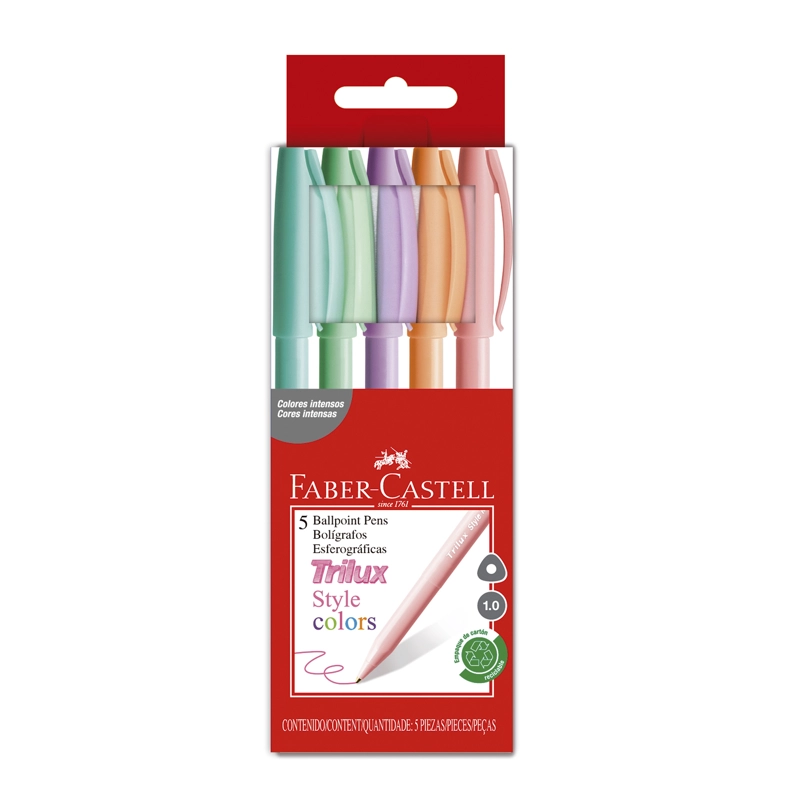 BOLIGRAFO TRILUX 032 M FABER-CASTELL X5 COLORES PASTEL - 1
