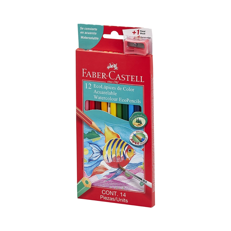 LAPICES ACUARELA FABER-CASTELL X12 + SACAPUNTA + PINCEL - 2
