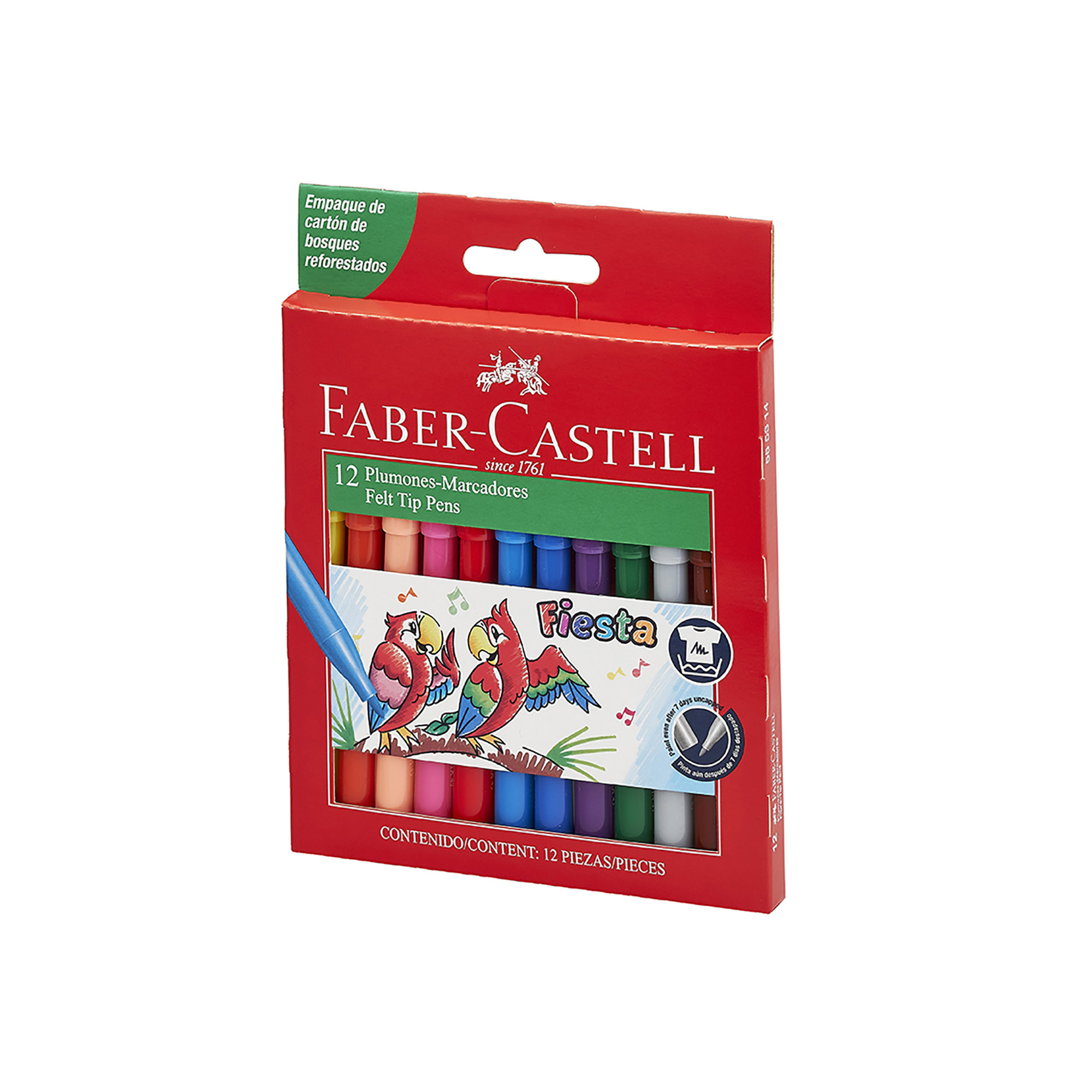 MARCADORES FIESTA FABER-CASTELL X12 COLORES - 1